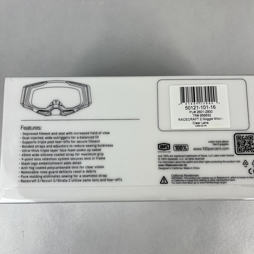 Motocross Goggles-The 100% Racecraft 2 - Milori Silver Mirror Lens - Clear Lens - Picture 3 of 3
